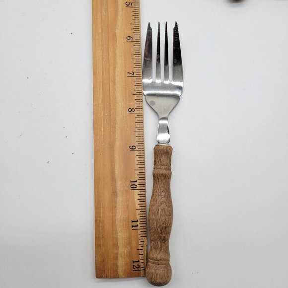 Harbor House Lifetime Cutlery Wooden Handled 6.5" Forks Lot Of 13 Made In Taiwan - Picture 6 of 6